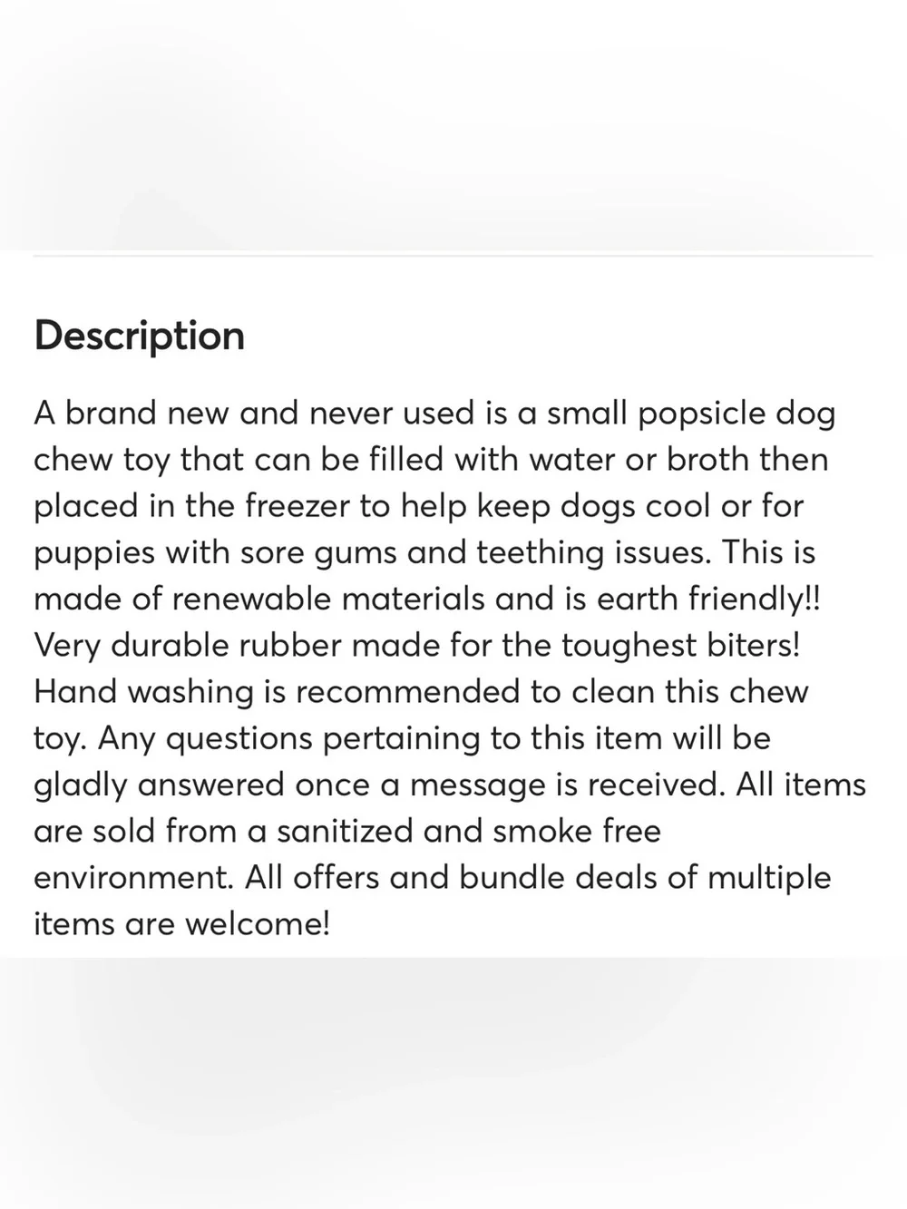 Dog popsicle rubber freeze chew toy NEW